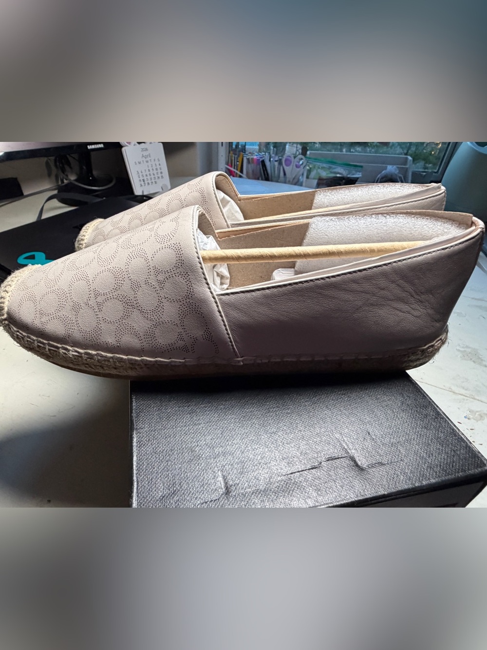 Coach Women's Charly Leather espadrille in chalk - Picture 3 of 6